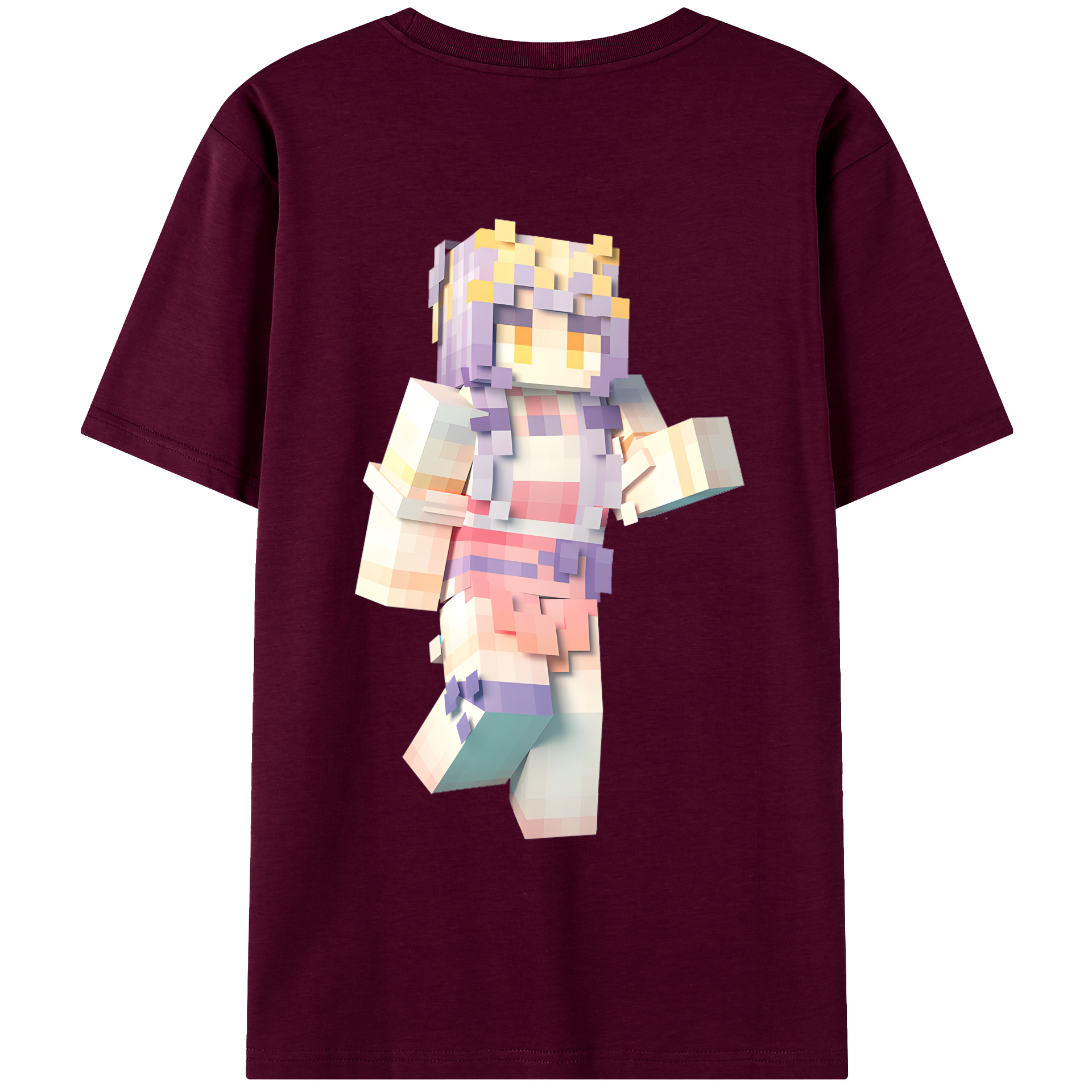 （画像用） マインクラフト ブロックの世界 Minecraft MC Block world レディース半袖Tシャツ(バックプリント)